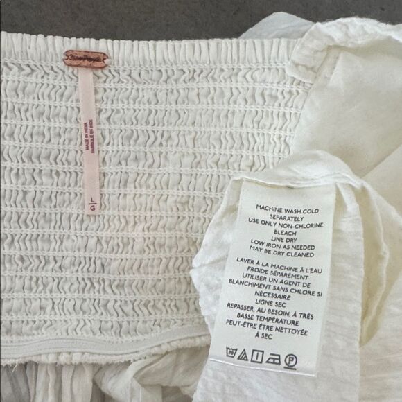 Free People Leave It To Me Babydoll Top Cotton in Ivory Square Neckline Size L - Picture 9 of 12